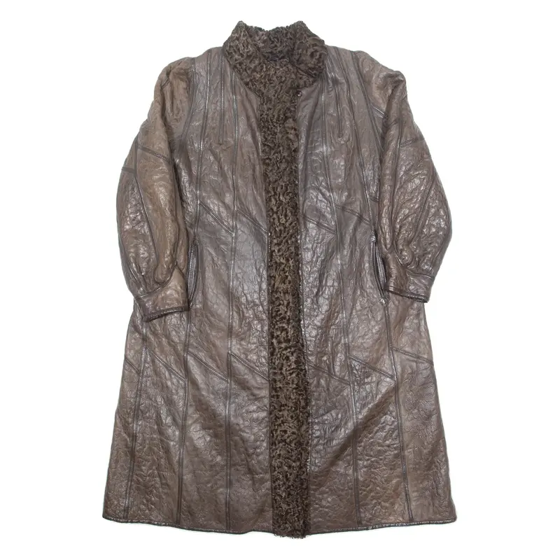 Womens Trench Coat Brown Shearling 90s L