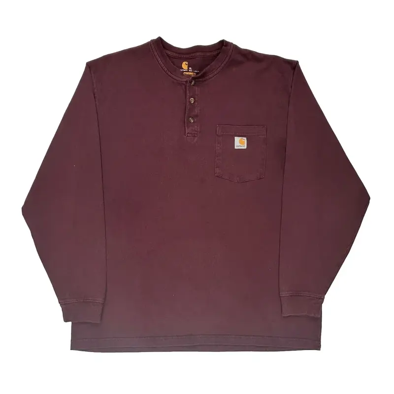Original Fit Carhartt Long Sleeve T-Shirt - XL Burgundy Cotton