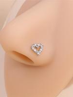 1 Piece Women's Elegant Rhinestone Heart Decor Nose Ring, Nose Jewelry For Women & Girls, Fashion Accessories For Daily Wear