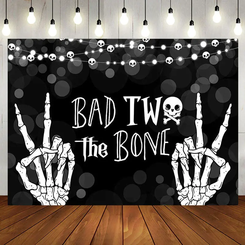 Bokeh Bad Two The Bone Halloween Birthday Backdrop - Aperturee