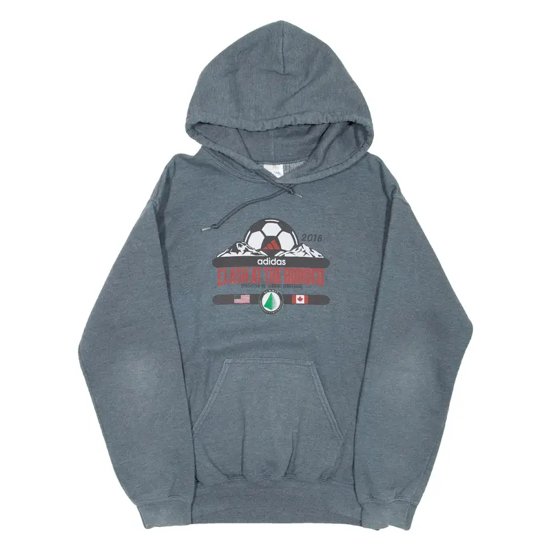 GILDAN Adidas Clash At The Border Mens Grey Hoodie M