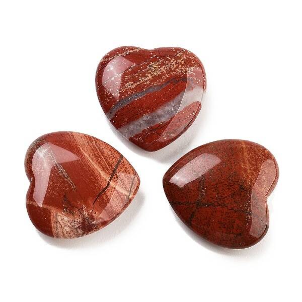 Heart Natural Red Jasper Palm Stones