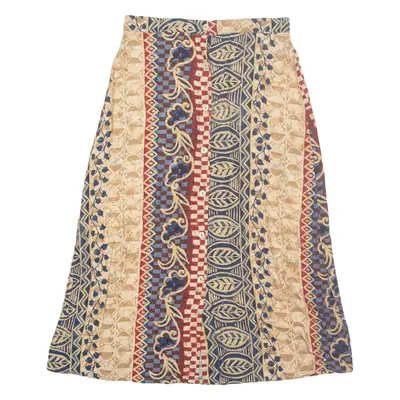 MAVEN Womens A-Line Skirt Brown Long Crazy Pattern M