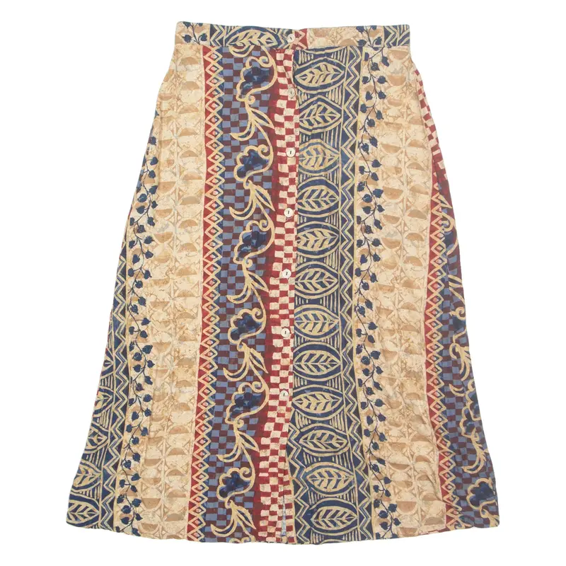 MAVEN Womens A-Line Skirt Brown Long Crazy Pattern M