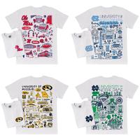All Team College T-Shirt – Ash, Hand-Drawn University Impressions Artwork, Unisex Design