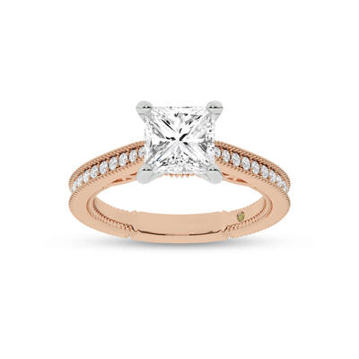 Oslo Vintage Inspired Hidden Accent Princess Cut Lab Grown Diamond Engagement Ring | 18K Rose Gold 1 1/3 CT. TW.