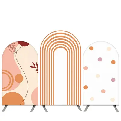 Aperturee Stripes And Leaves Theme Orange White Birthday Arch Backdrop Kit | Diy Arch Backdrop | Diy Arch Backdrop Cover | Ro...