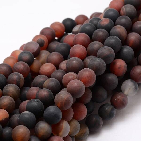 Dyed Frosted Natural Agate Round Beads Strands