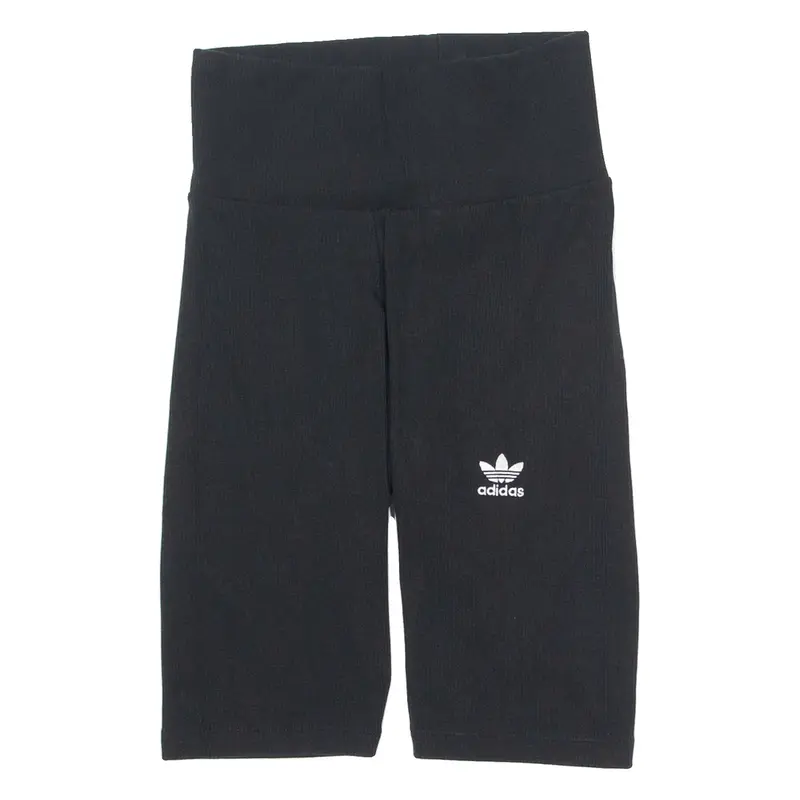 ADIDAS ORIGINALS Ribbed Stretch Cycling Womens Sports Shorts Black UK 4 W22