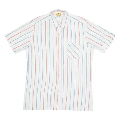 CLUB Mens Shirt White 90s Striped M
