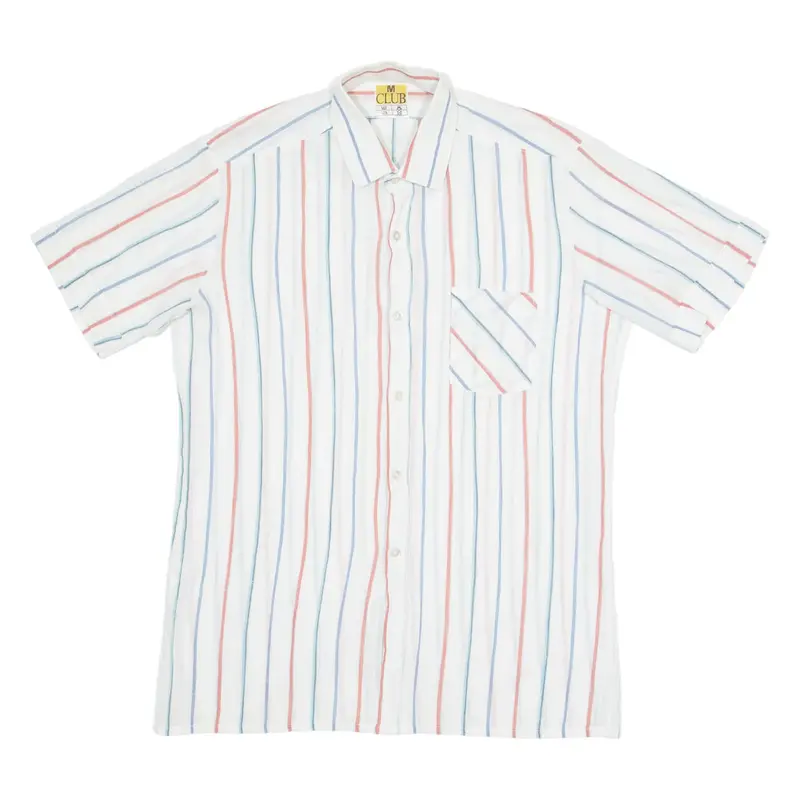 CLUB Mens Shirt White 90s Striped M