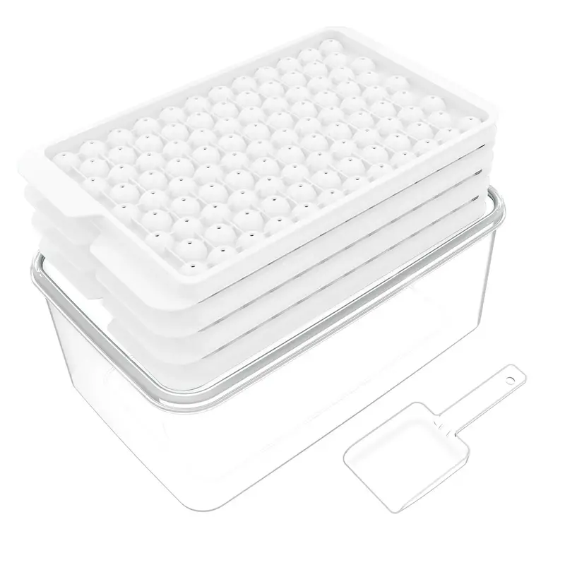 1 Set Ice Cube Tray with Lid, Kitchen Accessories, Multi-grid Ice Cube Mold for Freezer, Round Ice Ball Maker Mold