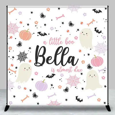 Aperturee Little Boo Halloween Custom Name Baby Shower Backdrop - Aperturee