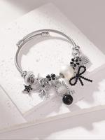 Cute Cat & Star & Bow & Flower Design Charm Bracelet, Fashion Jewelry for Party, Daily Clothing Decor, Trendy All-match & Exq...