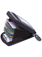 National Day Offers Men's Business Wallet with Card Slots, Black Plain Credit Card Holder with Zipper, Casual Trendy Small W...