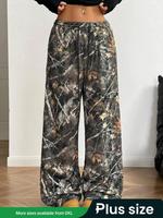 【Plus Size】 Camo Print Sweatpants, Casual Street Pants for Daily Wear, Women's Loose Oversized Trousers for All Seasons, ...