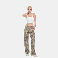 PinkyMoor Womenswear camo pants for  Mid-low rise casual cargo pants, branch camouflage work and casual pants with pockets Lo...