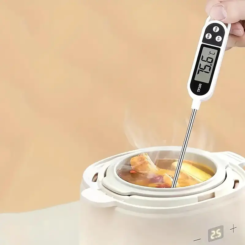 Food Thermometer, 1 Count Digital Instant Read Food Thermometer without Battery, Kitchen Thermometer with Lcd Display and Pr...