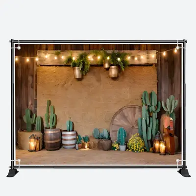 Hay Wall Green Cactus Western Architecture Backdrop - Aperturee