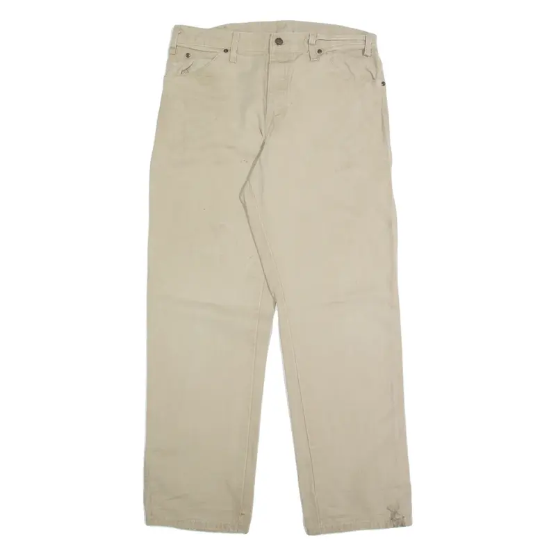 DICKIES Carpenter Cargo Mens Trousers Beige Regular Straight W33 L32