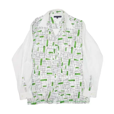 TOMMY HILFIGER Shirt White Geometric Long Sleeve Mens XL