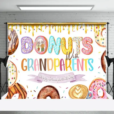 Colorful Donut Cream Happy Grandparents Day Backdrop