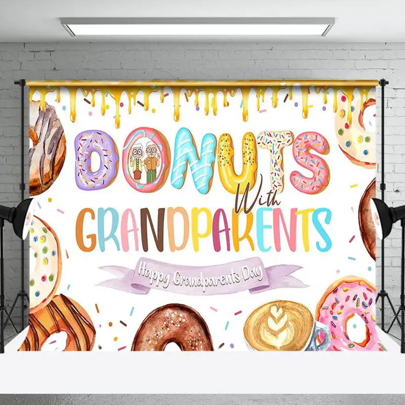 Colorful Donut Cream Happy Grandparents Day Backdrop