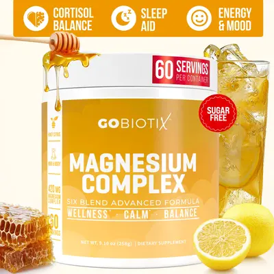 GoBiotix Magnesium Complex Powder – Glycinate, Citrate, Malate, Glutamine Chelate – Stress Relief, Sleep Support & Muscle...
