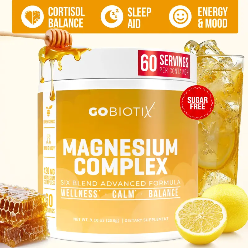 GoBiotix Magnesium Complex Powder – Glycinate, Citrate, Malate, Glutamine Chelate – Stress Relief, Sleep Support & Muscle...