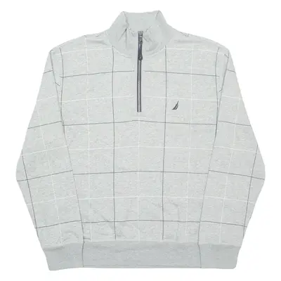 NAUTICA Check Mens Sweatshirt Grey 1/4 Zip XL
