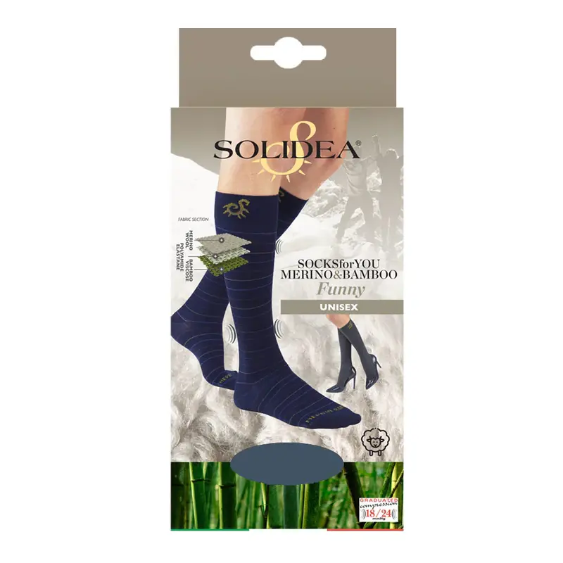 Solidea Socks For You Merino Bamboo Funny Knee Highs 18 24mmHg Black 1S