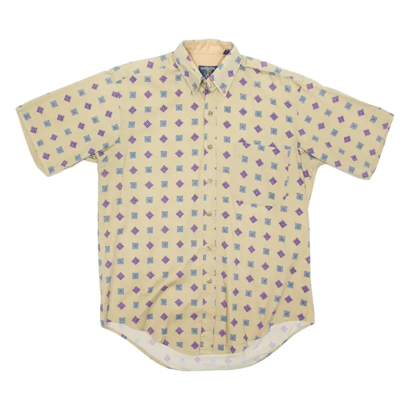 SALMON RIVER Mens Shirt Beige Diamond S