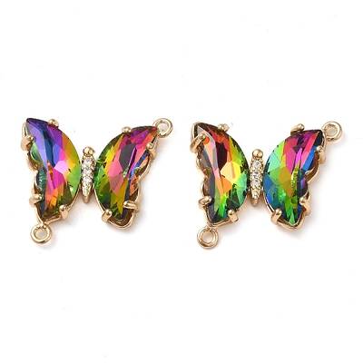 Brass Pave Faceted Glass Connector Charms