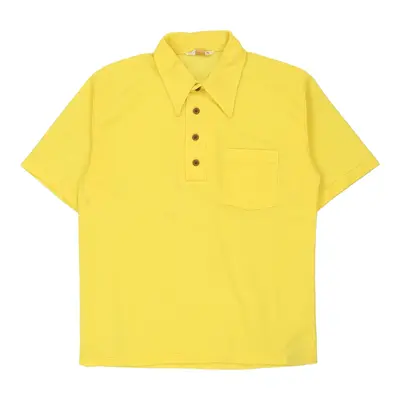 70's David Thmposon Polo Shirt - Large Yellow Polyester