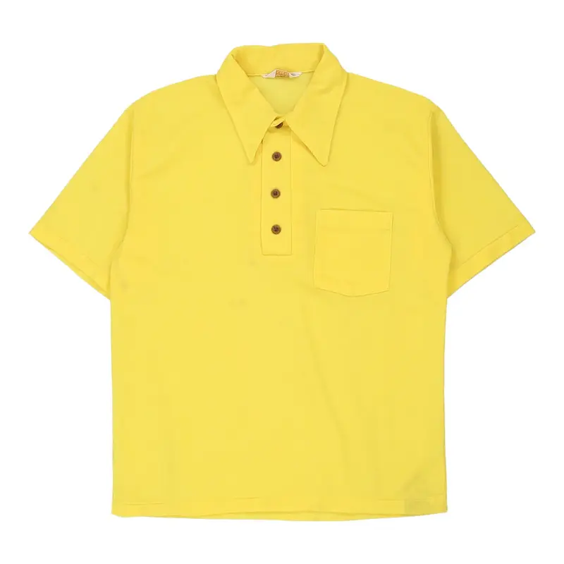 70's David Thmposon Polo Shirt - Large Yellow Polyester