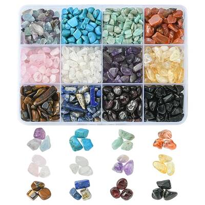 240G 12 Styles Natural Mixed Gemstone Chip Beads