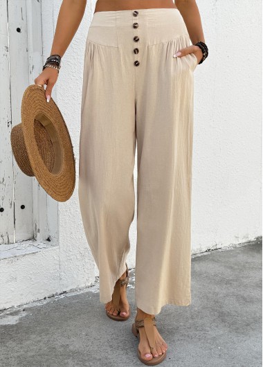Modlily Light Camel Soft Wide Leg Elastic Waist Pants - M