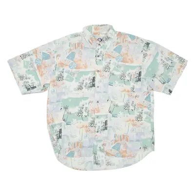 CASUAL LAND Mens Shirt White Crazy Pattern XL