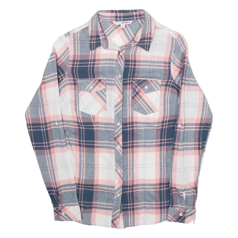 TALLY WEIJL Womens Shirt Pink Check Long Sleeve XS