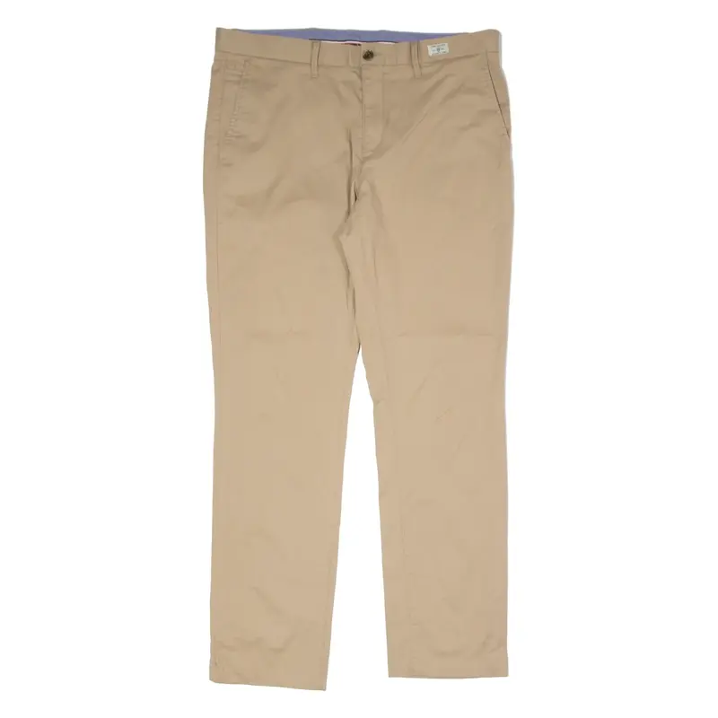 TOMMY HILFIGER Denton Stretch Chino Mens Twill Trousers Beige Straight W36 L31