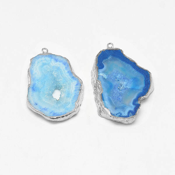 Natural Druzy Agate Slices Pendants