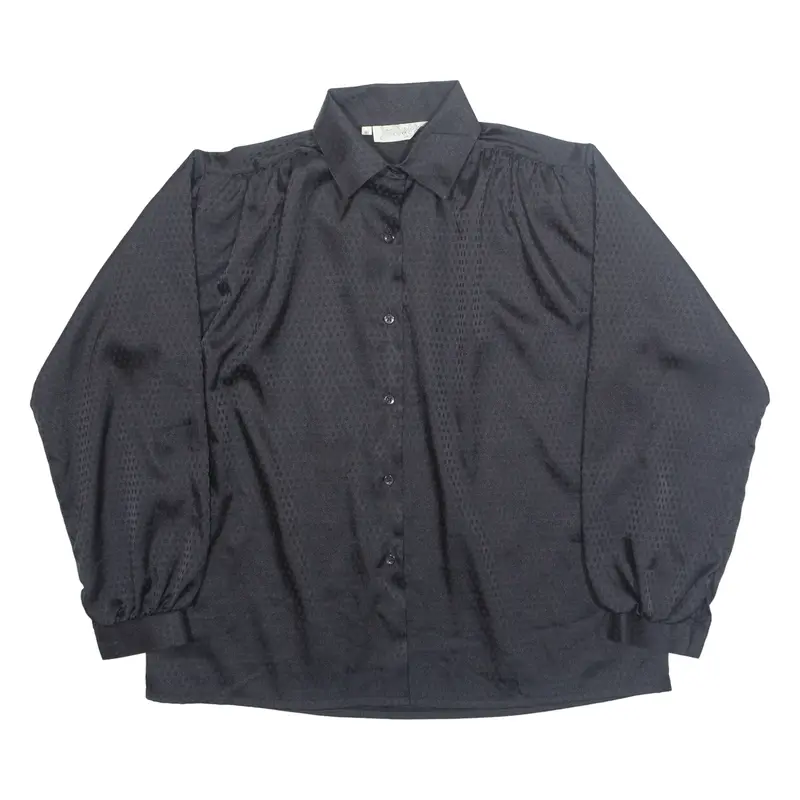 JULIETTA Womens Shirt Black Collared Long Sleeve 90s M