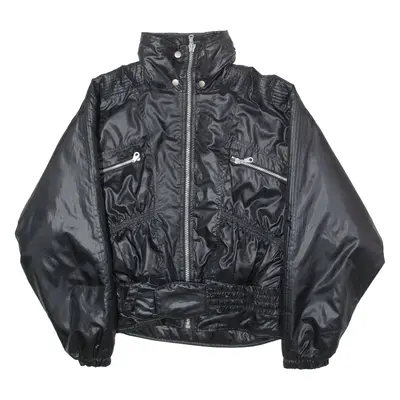 Womens Puffer Jacket Black 90s Hooded M