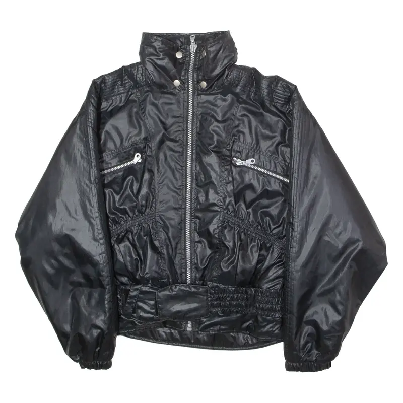 Womens Puffer Jacket Black 90s Hooded M