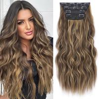 AISI QUEENS Summervibes Long Hair Extensions for Women Wavy Synthetic Hair Clip ins Thick Hairpieces for Women Girls