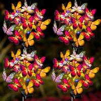 Solar Outdoor Garden Decorative Lights: Gardening Gifts for Women/Moms – 4-Pack of 68 Butterfly Solar Lights with Colorful ...