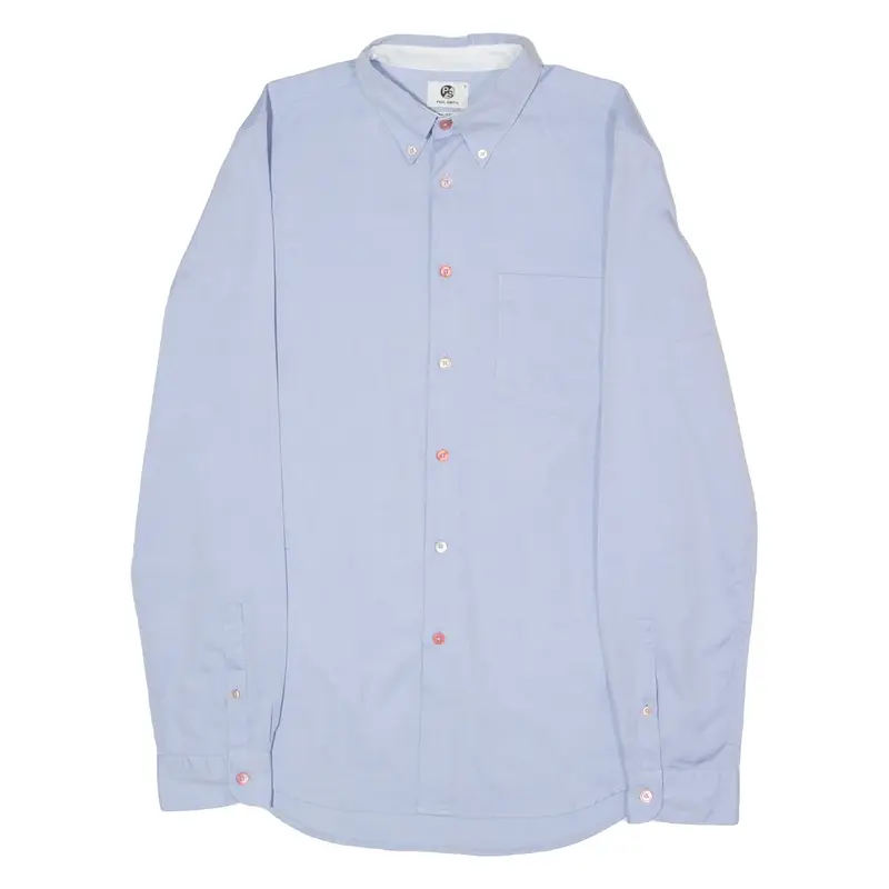 PAUL SMITH Tailored Fit Mens Plain Shirt Blue Long Sleeve S