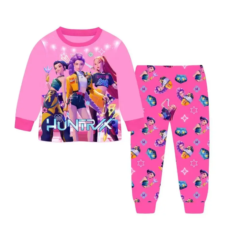 K-POP Girls Pajamas Demon Hunters Sleepwears 2pcs Long Sleeves Pjs Nightwear Tops + Pants Sets Outfits for Kids Toddler 6-10 ...