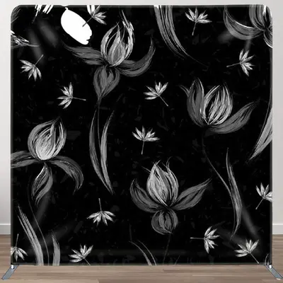Aperturee Black And White Floral Painting Backdrop Cover For Party - Aperturee