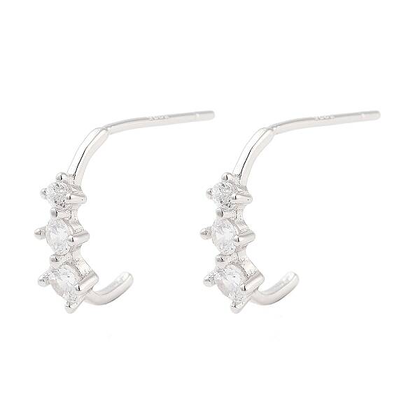 925 Sterling Silver Micro Pave Clear Cubic Zirconia Stud Earrings for Women